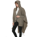 Damen Wrap Pashmina Poncho Cape Wollähnlicher Schal Lange Strickjacke Boho Decke Pullover Mit Quasten